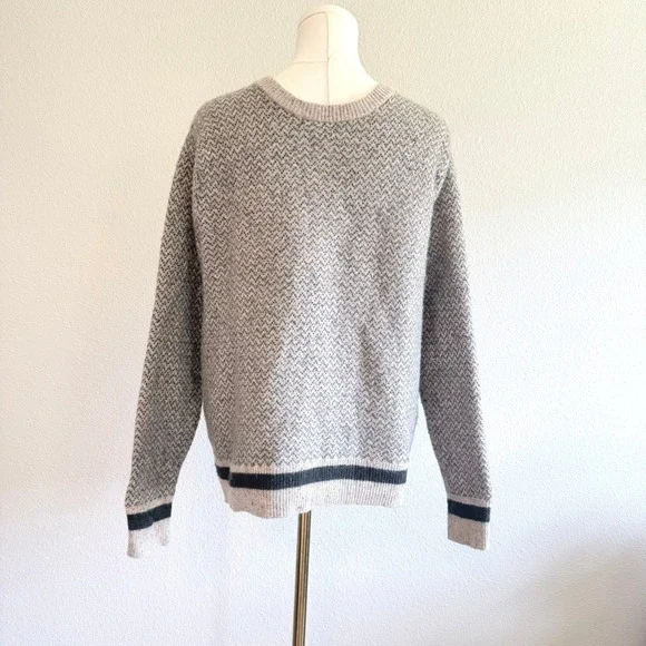 J.Crew Mens Merino Wool Blend Donegal Herringbone Crewneck Sweater Large