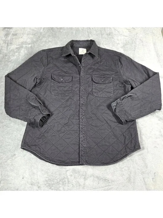 J Crew Shirt Mens XL Charcoal Gray Quilted Workshirt Jacket Shacket Preppy