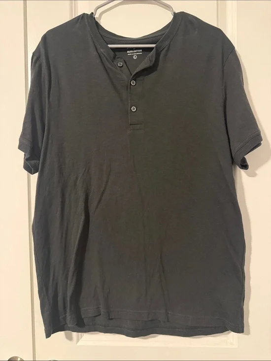 J Crew Henley Short-Sleeve Shirt in Charcoal L