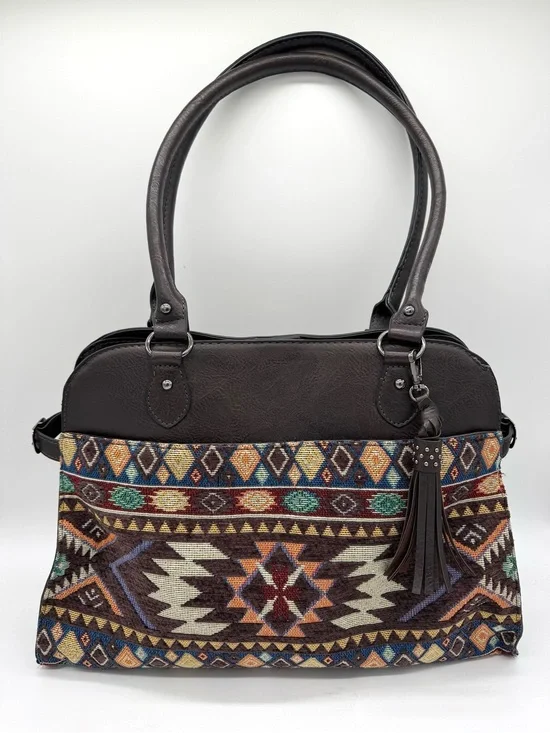 Sam & Hadley Brown shoulder Bag Embroidered Boho Aztec Western