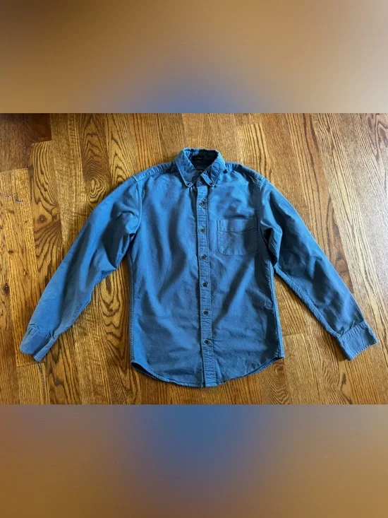 J.Crew Garment-Dyed Blue Oxford Button-Down Shirt Men’s XS Slim long sleeve