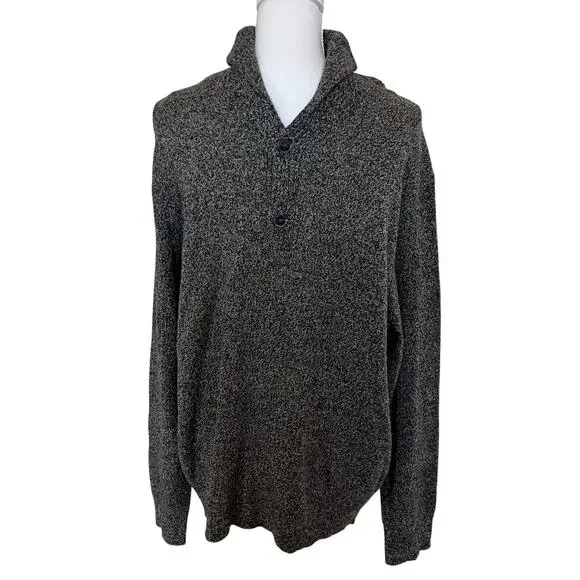 J. Crew Sweater Men's Size XL Brown Marled Shawl Collar Button Lambs Wool Blend