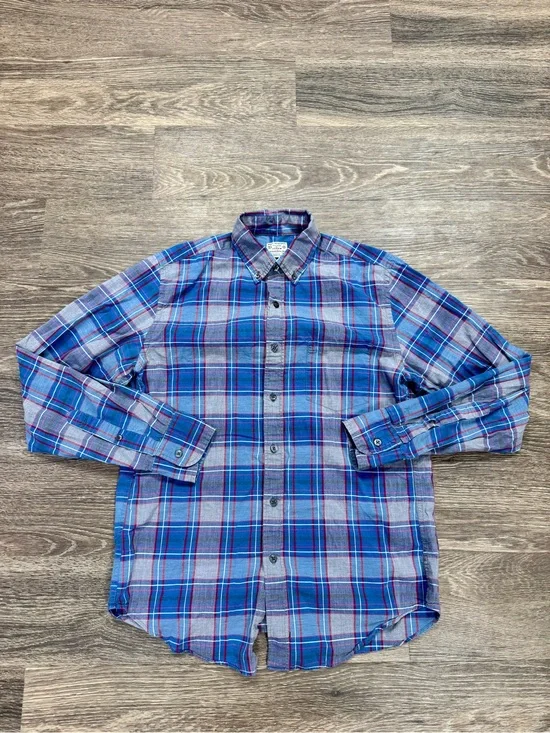 J.Crew Men’s Small Blue Red Plaid Cotton Button-Down Shirt Tailored Fit