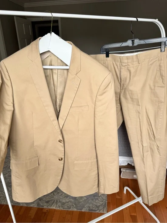 J. Crew Men's Tan Cotton Suit Jacket & Pants
