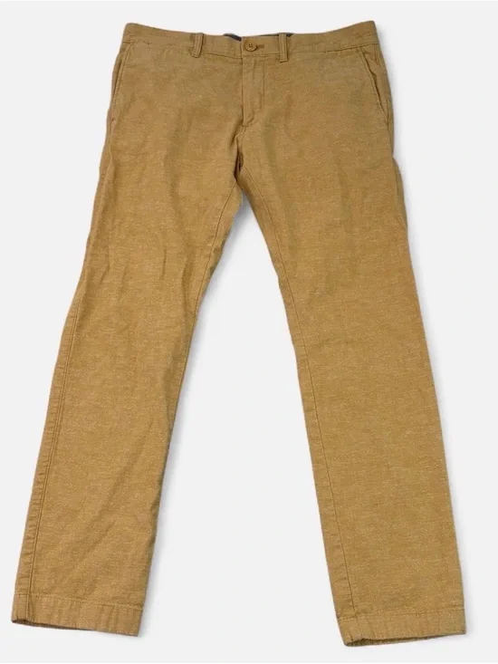 J Crew 770 Straight Pants Men’s 30x30 Yellow Cotton Linen Chino