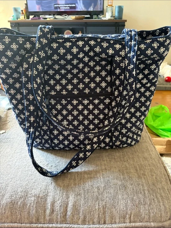 Vera Bradley Navy Quilted Floral Tote