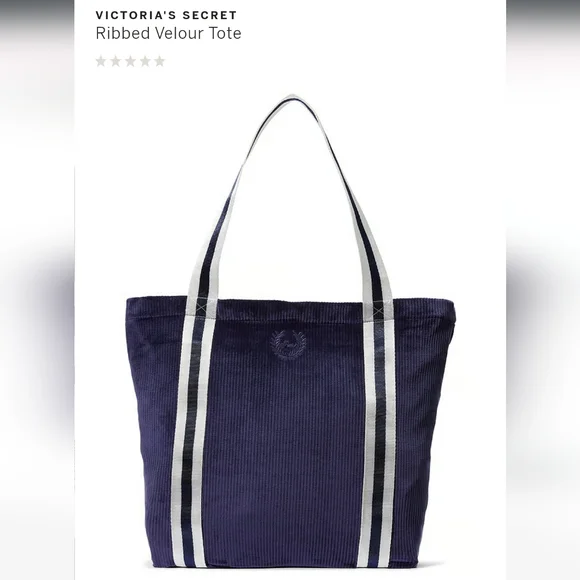 Victoria's secret pink ribbed velour tote navy blue