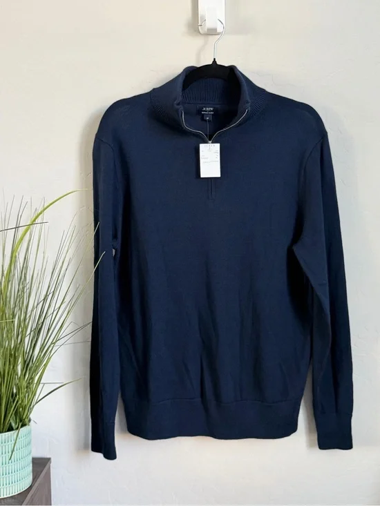 J.Crew Merino Blend Quarter Zip Sweater Navy Men’s Medium NWT CA562