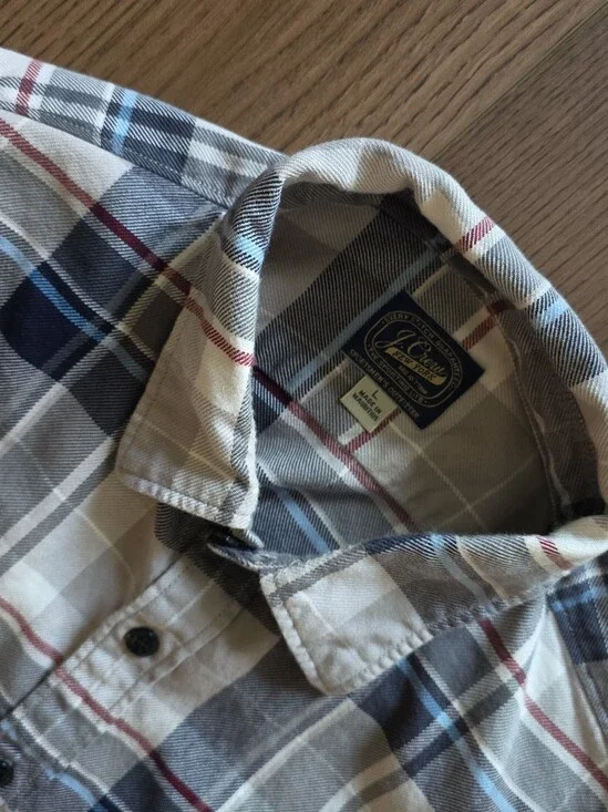 J.Crew - Sportsmen's Outfitter Midweight Flannel Shirt - Size L - Grey & Blue