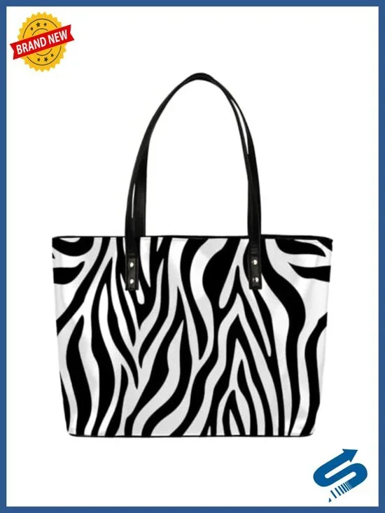 PU Leather Large Tote Bag Women Shoulder Handbag Work Travel Top Zipper