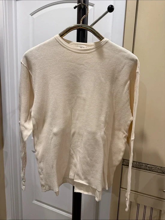 J Crew Cream Waffle Knit Long Sleeve Top