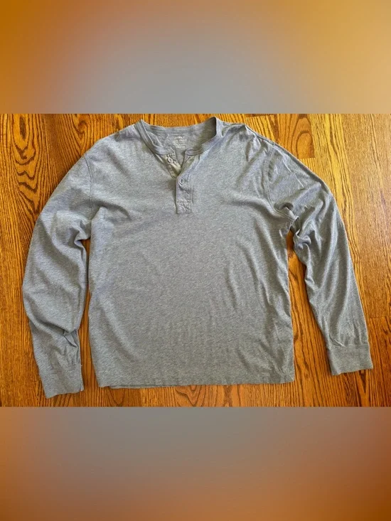 J. Crew Men's Long Sleeve Henley - Heather Gray