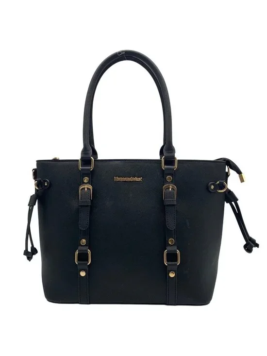 Montana West Black Saffiano Faux Leather Buckle Tote And Wallet