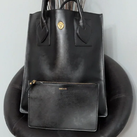 Anne Klein Sandra Large Black Tote with Pouch