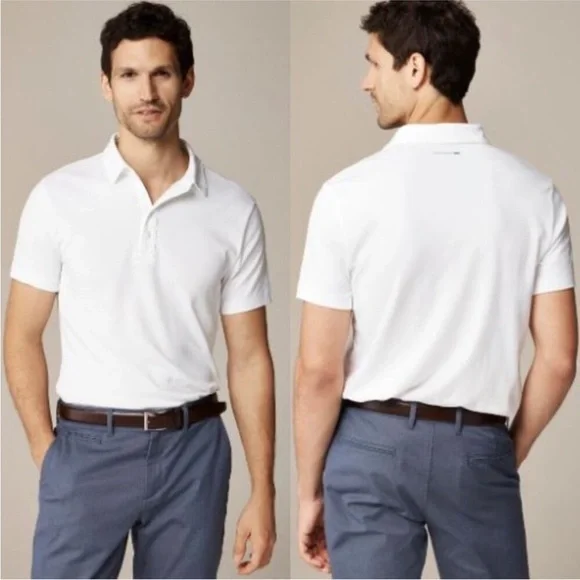 NWT J.Crew Men's Performance Polo Shirt with COOLMAX® Technology White Medium