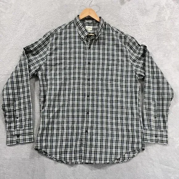 J. Crew Shirt Men's XL Brushed Twill Button Down Plaid‎ Green Preppy