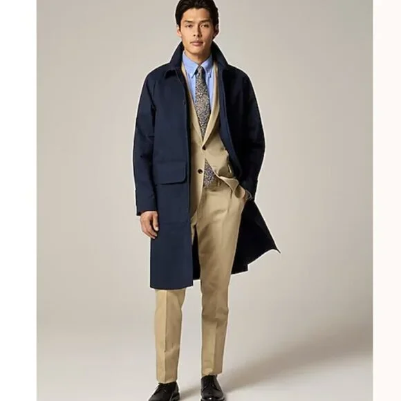 NWT J. Crew Rivington Car Coat in Water-Resistant Cotton Twill Navy Sz 36R