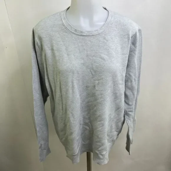 J. Crew Mercantile Cotton Pique Crewneck Sweater Long Sleeve Knitted Gray L Mens