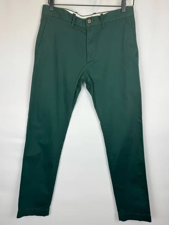 J. Crew Factory Men's Slim Fit Flex Chino Pants Forest Green Cotton Blend 30x30