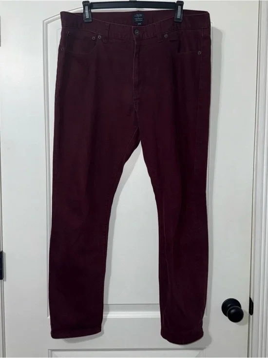 J Crew The Driggs Pant Men’s Size 36x30 Burgundy Corded Style Office Business