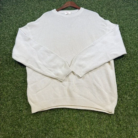 J.Crew Vintage Made in Italy 100% Lambswool Crewneck Sweater Oatmeal Cream Men L