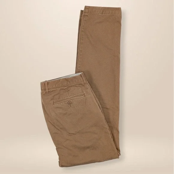 J Crew 770 Flannel Lined Cabin Pants Mens Size 32x32 Khaki Straight Fit Casual‎