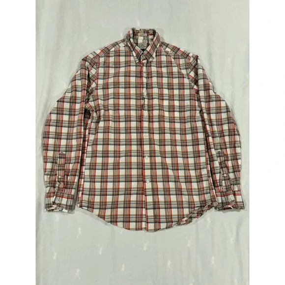 J Crew Classic Plaid Button Down Shirt‎ Stretch Secret Wash Men Size S