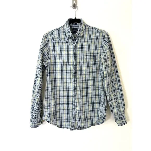 J.crew Shirt Men's S Brushed twill shirt‎ button down flannel grey pale mustard