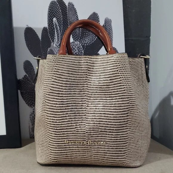 Dooney & Bourke Textured Cream and Brown Tote