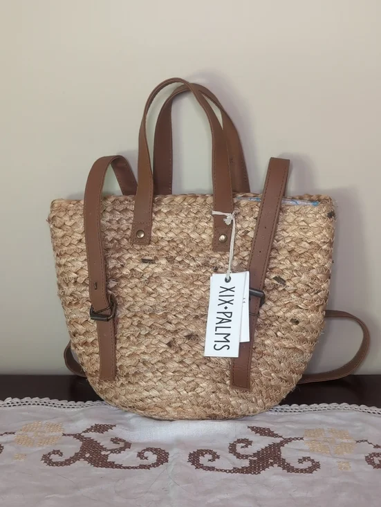 The Shore Break Picnic Cooler Straw Tote Bag by XIX-PALMS