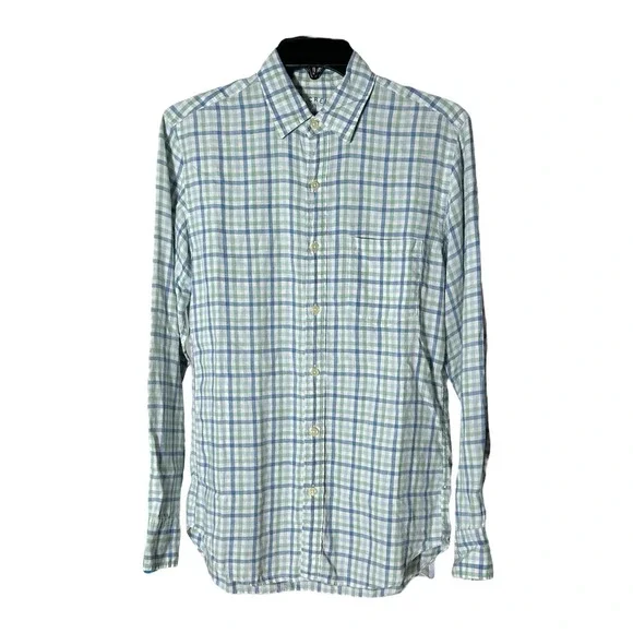 J. Crew Classic 100%‎ Irish Linen Gingham Plaid Check Shirt Men's Sz Small #A1-7