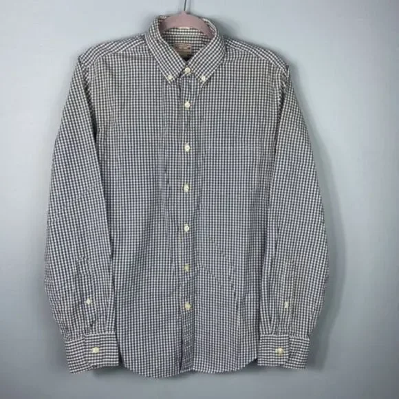 Mens J. Crew L/S 100%‎ Cotton Button-Down Shirt Blue Plaid Medium M