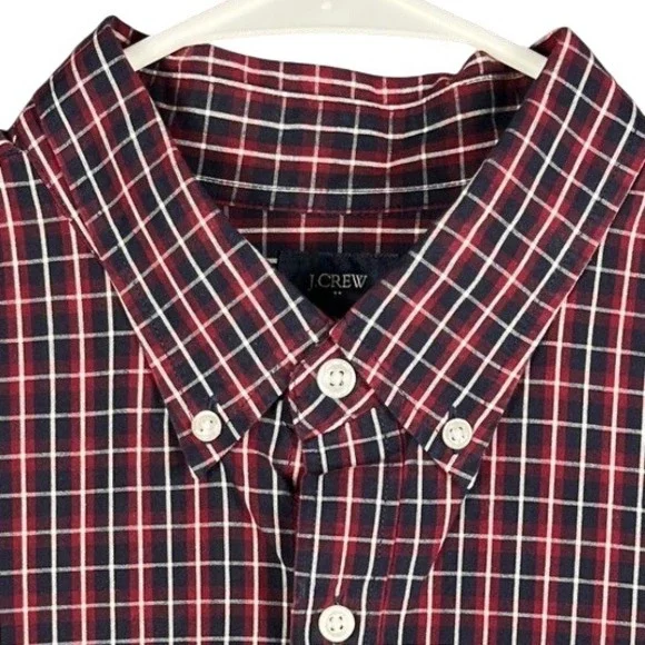 J Crew Mens Classic Fit Red Navy Plaid Button Down Shirt XL‎ Casual