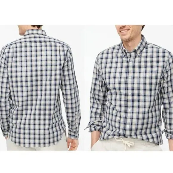 J Crew Men's Plaid Flex Stretch Cotton Shirt Button Down Collar‎
