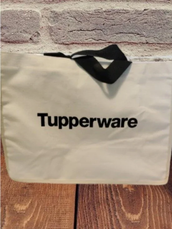 Tupperware Promotional Consultant Logo Cream Canvas Tote Bag with Black Handles!