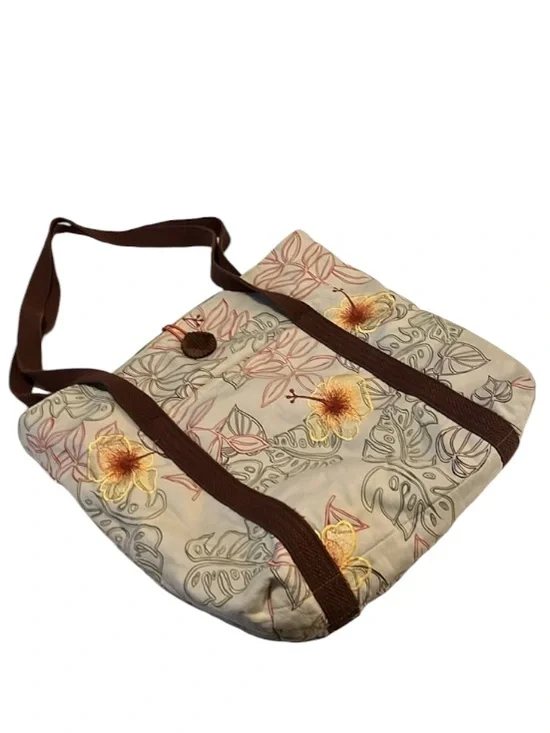 Embroidered Vintage Floral Laptop Book Bag Farmers Market Everyday Tote Bag