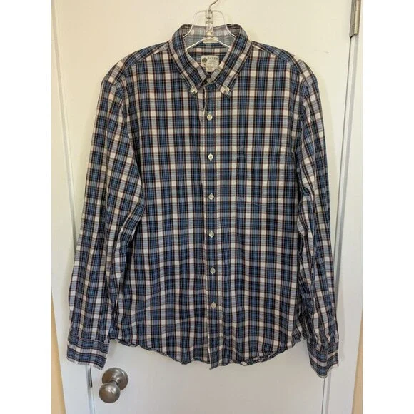 J.Crew Shirtings Tailored Fit Washed Casual Button Up Plaid Shirt M Office Work