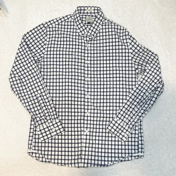 J.‎ Crew Blue White Gingham Button Down Business Casual Shirt Men’s Large