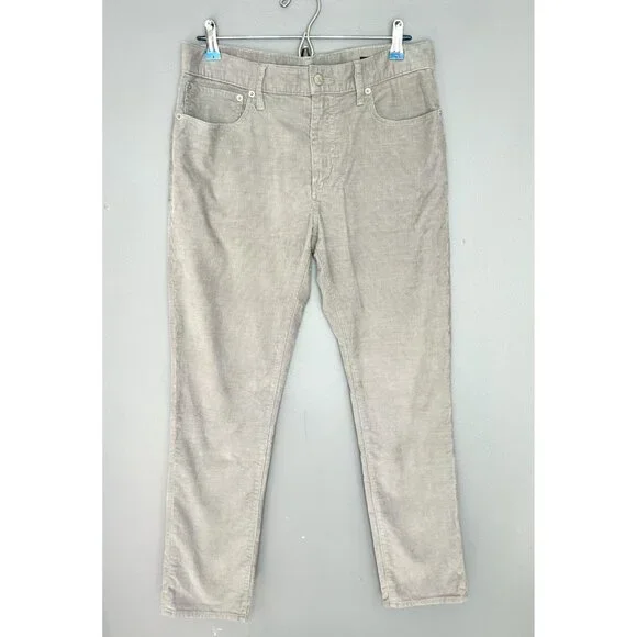 J Crew Corduroy Pants Mens 32X30 Gray Flex Slim 5-Pocket Casual Stretch‎ Preppy