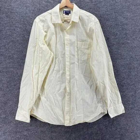J. Crew Shirt Men L Large Yellow Plaid Button Up Collared Long Sleeve Cotton
