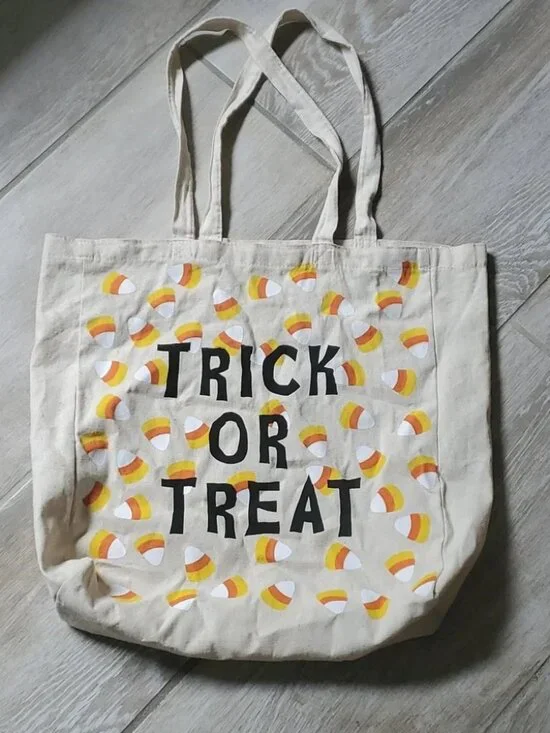 Spirit of Halloween Trick or Treat Candy Corn Canvas Tote Bag