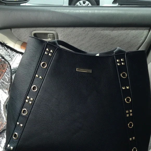 Black Stud-Trim Tote Bag