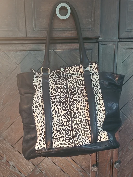 Kelsi Dagger Leather Bag. Black Leather With Cow Fur Front.