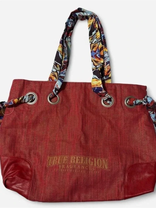 True Religion Fragrances Red Canvas Tote Bag