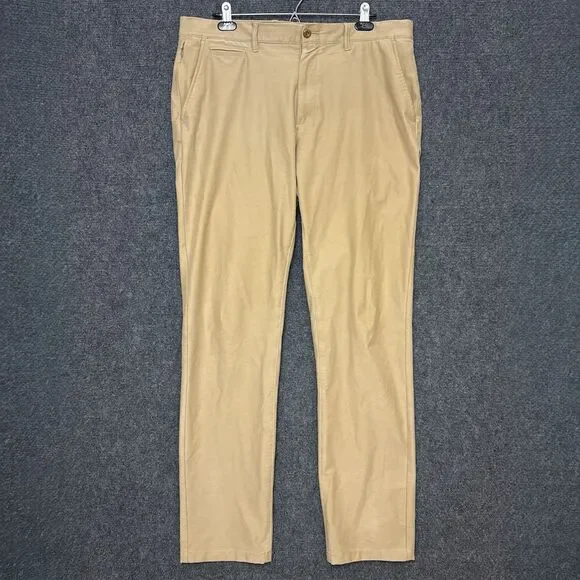 J Crew Athletic Performance Pant 35/34 Tan Oarsman Tapered 1040 Classic Preppy