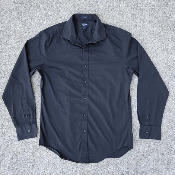 J. Crew Mens Medium Slim Fit Stretch Performance Black Button Down Shirt