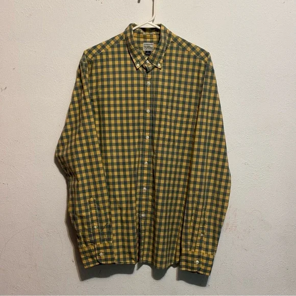 J Crew Shirt Mens Small Checkered Plaid Button Down Slim Fit Sz (L)