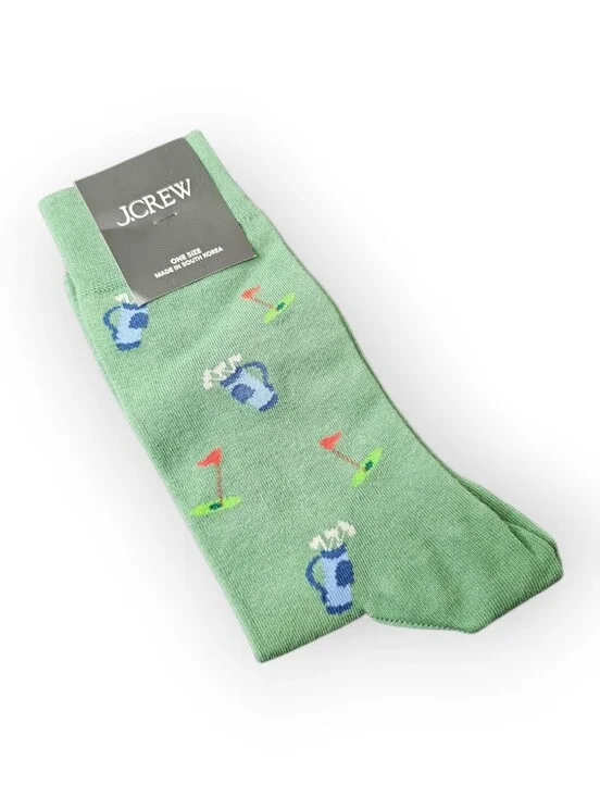 J.Crew Golf Novelty Crew Socks Green Beer Mug Flag One Size NWT