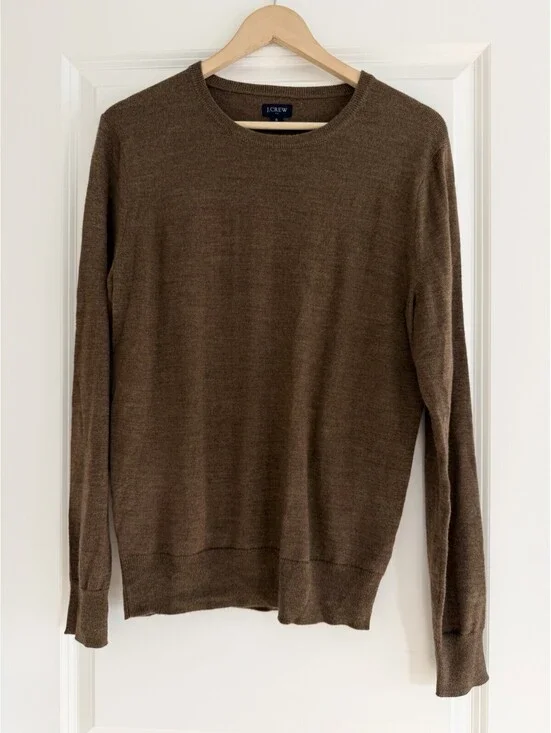 J.Crew Merino Wool Blend Crewneck Sweater Brown Size S Unisex Preppy Old Money