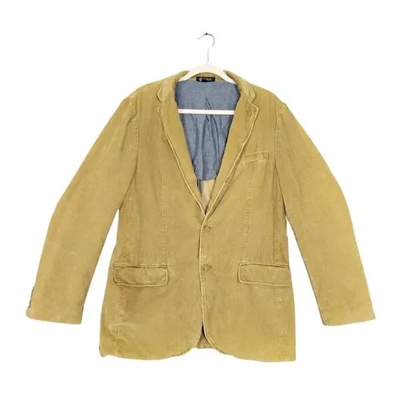J CREW Tan Corduroy 2 Button Lined Blazer Jacket Sport Coat 2000s SIZE MEDIUM